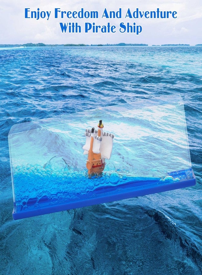 Honsheng Unsinkable Ship Model Pirate Boat in a Bottle Box，Non Sinking Anime Merch Acrylic Cruise Ship Fluid Drift Bottle Desk for Decor Ornament Fans Gifts (F) - Image 2