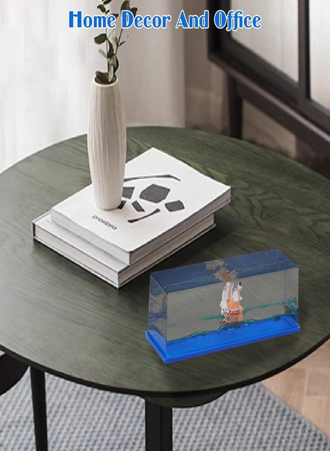 Honsheng Unsinkable Ship Model Pirate Boat in a Bottle Box，Non Sinking Anime Merch Acrylic Cruise Ship Fluid Drift Bottle Desk for Decor Ornament Fans Gifts (F) - Image 5