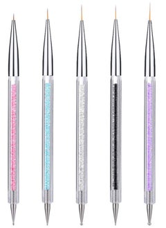 SYOSI Nail Design Brushes 5 Pcs, Nail Brushes Nail Liner Brush Set Nail Art Brushes Nail Painting Brush Dotting Pen Nail Art Nail Art Design Brushes Dual-ended Painting Nail Design Brush Pen  - Image 1
