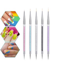 SYOSI Nail Design Brushes 5 Pcs, Nail Brushes Nail Liner Brush Set Nail Art Brushes Nail Painting Brush Dotting Pen Nail Art Nail Art Design Brushes Dual-ended Painting Nail Design Brush Pen  - Image 3