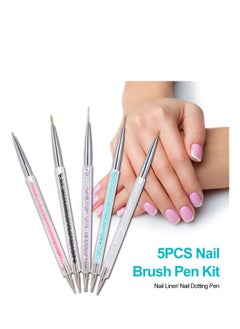 SYOSI Nail Design Brushes 5 Pcs, Nail Brushes Nail Liner Brush Set Nail Art Brushes Nail Painting Brush Dotting Pen Nail Art Nail Art Design Brushes Dual-ended Painting Nail Design Brush Pen  - Image 5