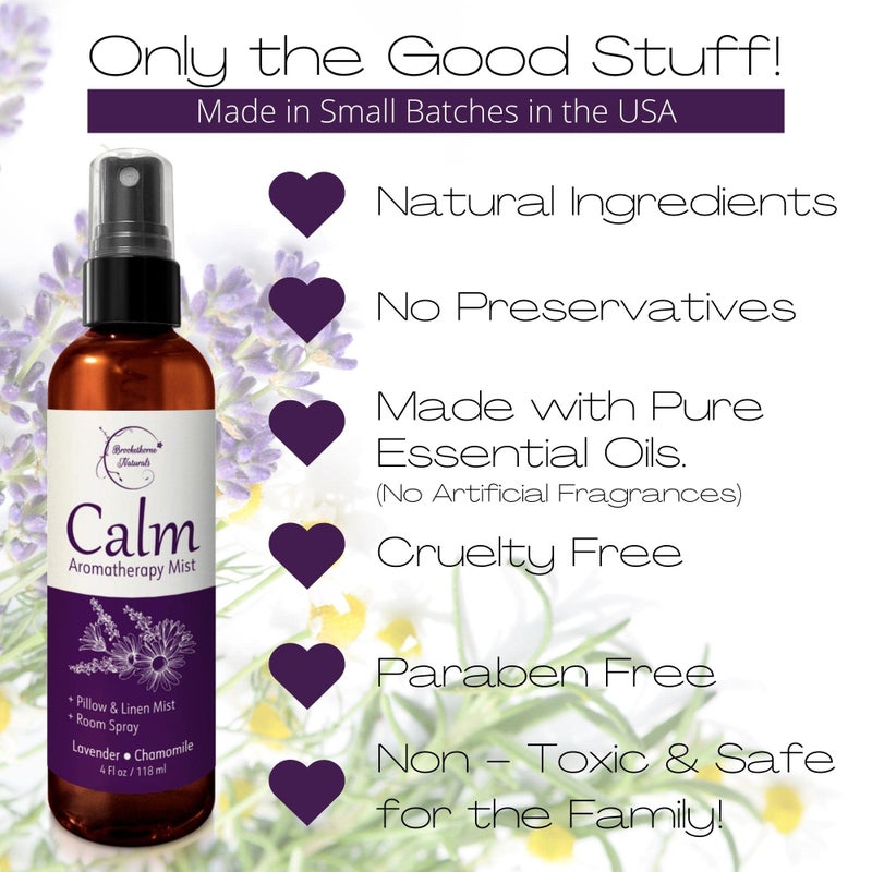 brookethorne naturals Calm Aromatherapy Mist with Lavender & Chamomile Essential Oil. Natural Sleep & Pillow Spray, Room & Linen Mist. Lavender Spray Air Freshener for Relaxation & Sleep - Brookethorne Naturals  - Image 5