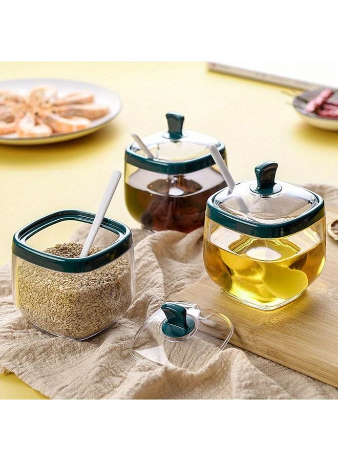 Transparent Kitchen Seasoning Box Set 1 Grid Salt Shaker MSG Dispenser - Image 1