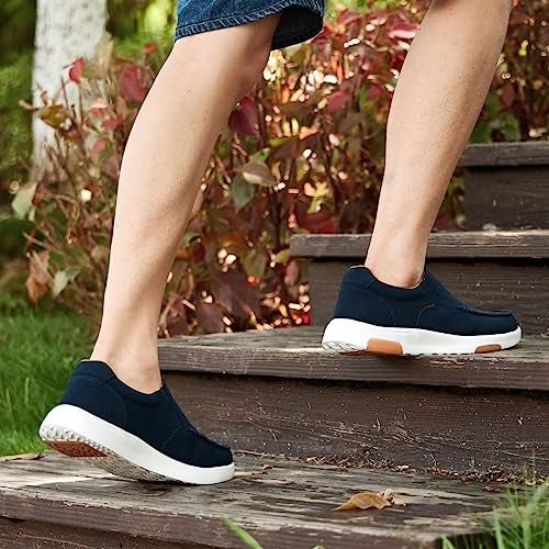 OrthoComfoot Men's Orthopedic Slip On Loafers Walking Shoes: Supportive Slip-Ons for Heel and Foot Pain Relief, Durable Rubber Sole Dress Loafers for Foot Pain Relieve Denim Size 11 - Image 3