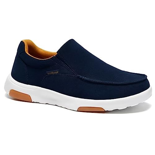 OrthoComfoot Men's Orthopedic Slip On Loafers Walking Shoes: Supportive Slip-Ons for Heel and Foot Pain Relief, Durable Rubber Sole Dress Loafers for Foot Pain Relieve Denim Size 11 - Image 1