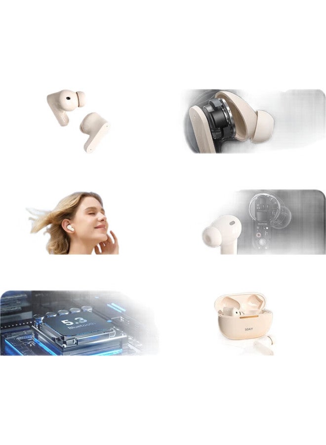 SOAIY Tr6 Bluetooth Headphones, Anc Active Noise Cancellation Second Generation App Version, Bluetooth 5.3 Gaming Headphones, Compatible With Apple, Huawei, Xiaomi Phones, Bright Moon Silver - Image 2