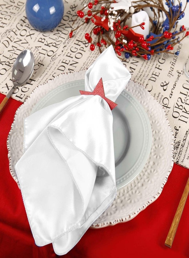 Wonlex 12PCS Patriotic Cloth Napkin + 12PCS Wooden Star Napkin Rings Holder Set 4th of July Red White Blue for Independence Day Memorial Day Party Holiday Dining Table Decor - Image 3