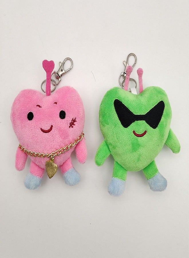 general Plush Toy Heart Shaped Cute 2Pcs Pink Green Soft - Image 1