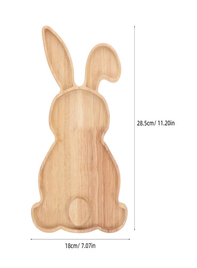 HEALEEP Easter Bunny Plate, Rabbit Wooden Serving Platter Decorative Salad Plates Reusable Bunny Serving Tray Wood Charcuterie Board Tray Candy Dish for Dinner Dessert Appetizer, 7"x11.2" - Image 2