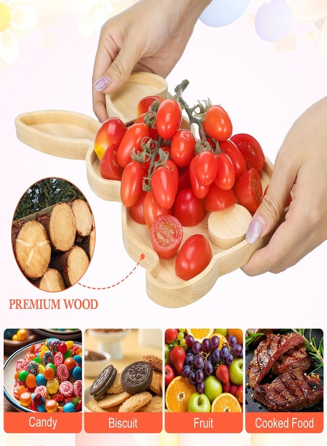 HEALEEP Easter Bunny Plate, Rabbit Wooden Serving Platter Decorative Salad Plates Reusable Bunny Serving Tray Wood Charcuterie Board Tray Candy Dish for Dinner Dessert Appetizer, 7"x11.2" - Image 3
