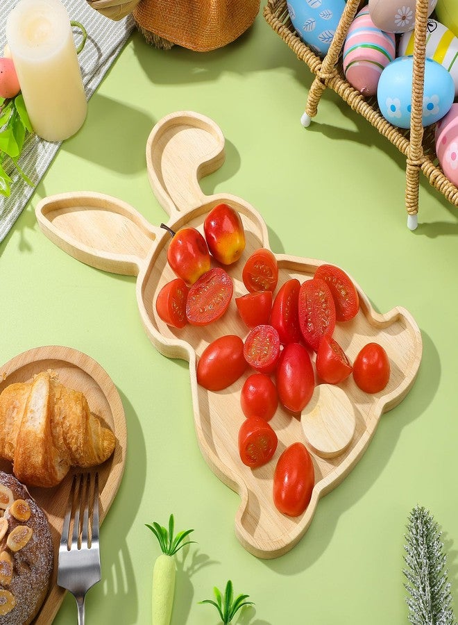 HEALEEP Easter Bunny Plate, Rabbit Wooden Serving Platter Decorative Salad Plates Reusable Bunny Serving Tray Wood Charcuterie Board Tray Candy Dish for Dinner Dessert Appetizer, 7"x11.2" - Image 5