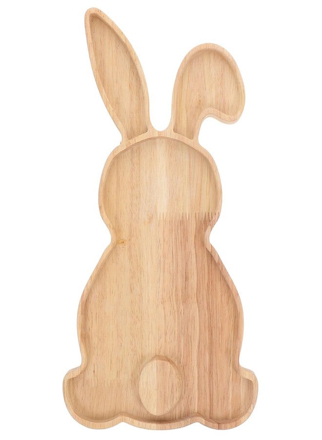 HEALEEP Easter Bunny Plate, Rabbit Wooden Serving Platter Decorative Salad Plates Reusable Bunny Serving Tray Wood Charcuterie Board Tray Candy Dish for Dinner Dessert Appetizer, 7"x11.2" - Image 1