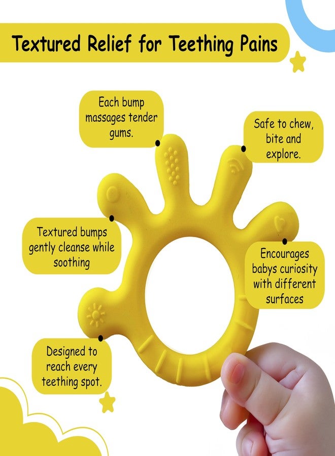 Chic Buddy Silicone Teether for 6 to 12 Months Baby with Soft Textures to Soothe Gums , Perfect Baby Teethers for 3 to 6 months BPA Free ,Teething Toys for Babies.Easy to Clean & No-Choke Design (Finger Delight yellow) - Image 2