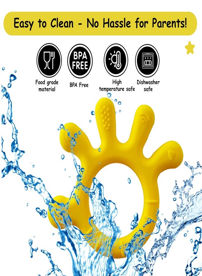 Chic Buddy Silicone Teether for 6 to 12 Months Baby with Soft Textures to Soothe Gums , Perfect Baby Teethers for 3 to 6 months BPA Free ,Teething Toys for Babies.Easy to Clean & No-Choke Design (Finger Delight yellow) - Image 4