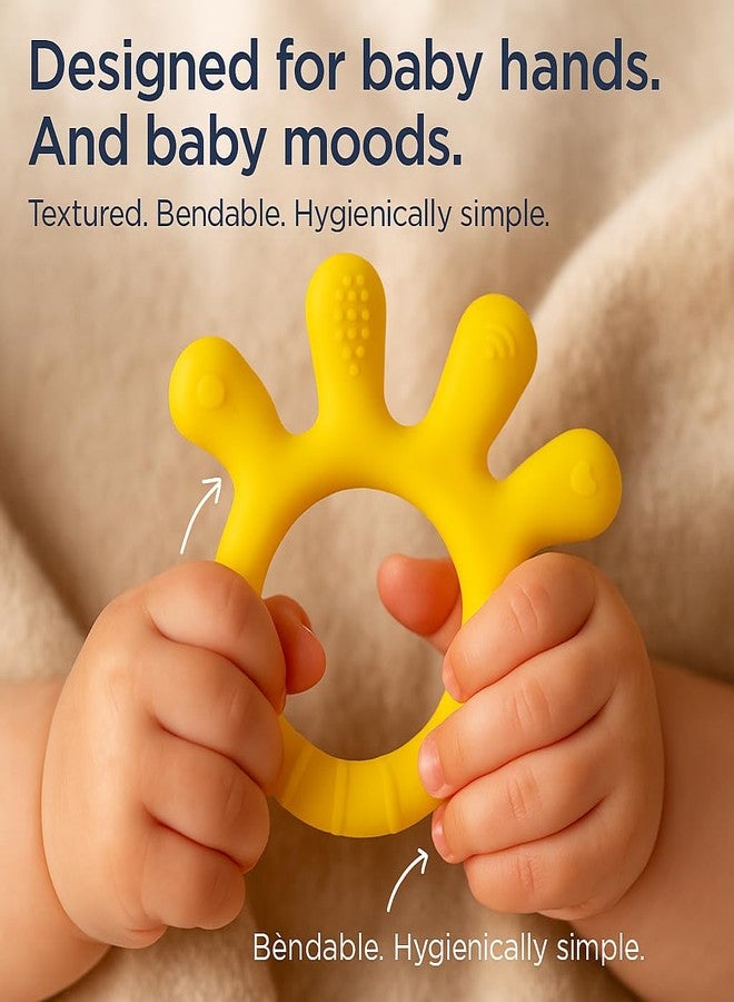 Chic Buddy Silicone Teether for 6 to 12 Months Baby with Soft Textures to Soothe Gums , Perfect Baby Teethers for 3 to 6 months BPA Free ,Teething Toys for Babies.Easy to Clean & No-Choke Design (Finger Delight yellow) - Image 5