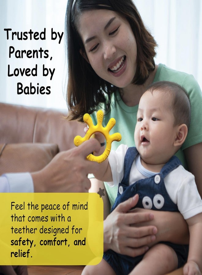 Chic Buddy Silicone Teether for 6 to 12 Months Baby with Soft Textures to Soothe Gums , Perfect Baby Teethers for 3 to 6 months BPA Free ,Teething Toys for Babies.Easy to Clean & No-Choke Design (Finger Delight yellow) - Image 3