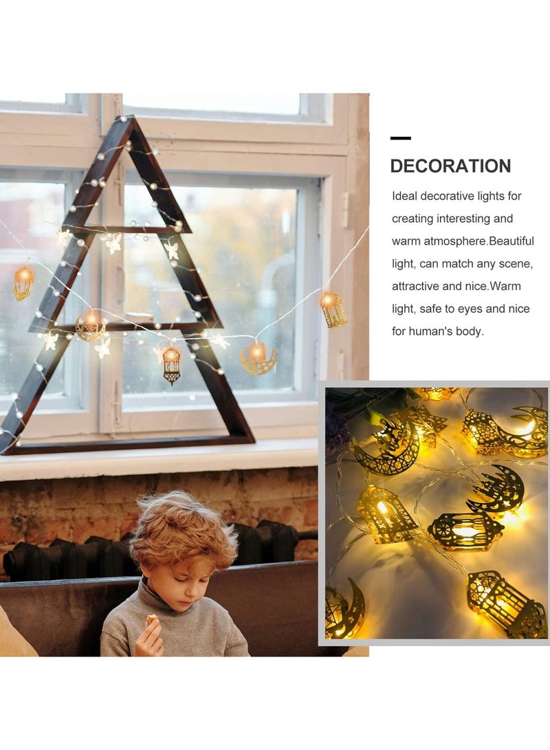 TAPIT 1 Set Muslim Ramadan String Lights Muslim Eid Party Light Decors Eid Mubarak Decoration Fairy String Lights Battery Operated 20 LED Ramadan Lamp for Festival Golden 9.84FT - Image 3