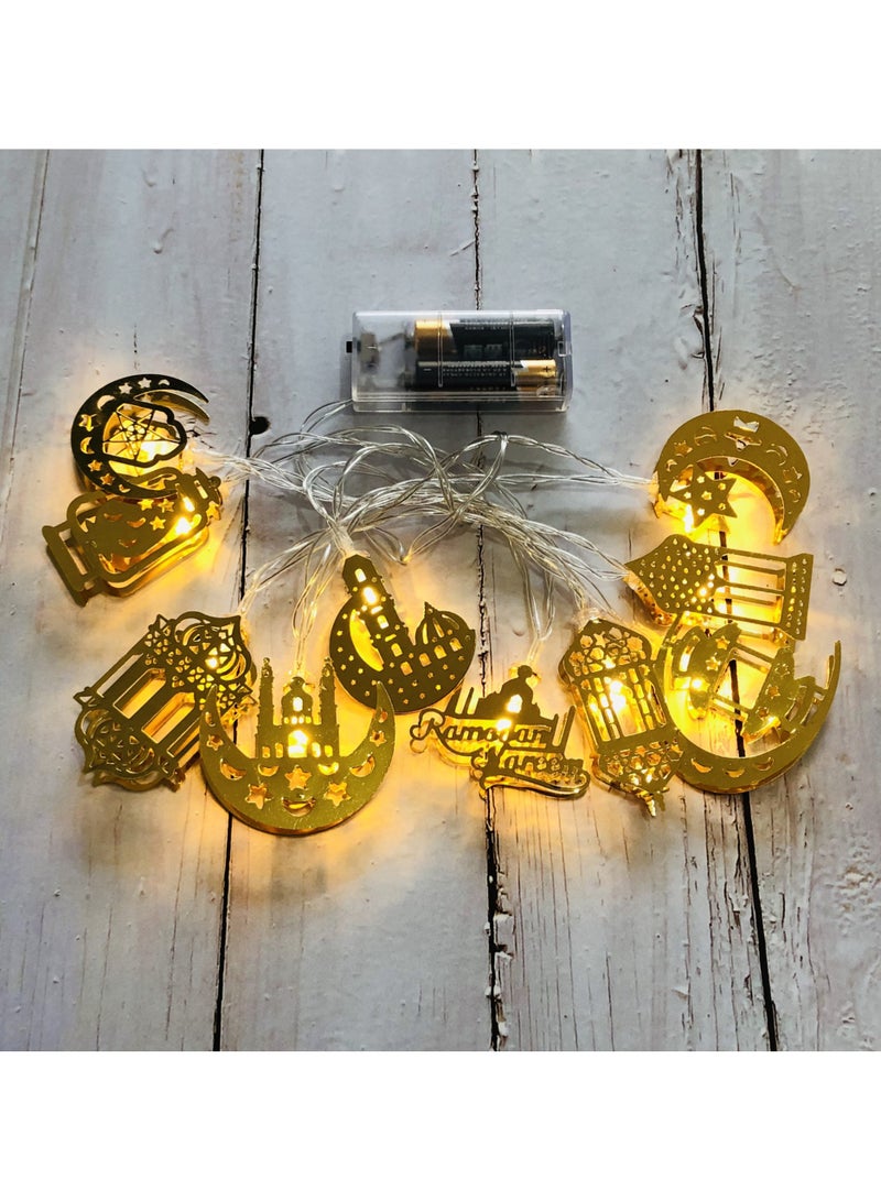 TAPIT 1 Set Muslim Ramadan String Lights Muslim Eid Party Light Decors Eid Mubarak Decoration Fairy String Lights Battery Operated 20 LED Ramadan Lamp for Festival Golden 9.84FT - Image 5