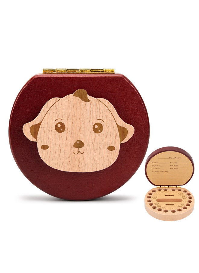 Generic Baby Teeth Memorial Box Girl Boy Children's Clothing Tooth Collection Storage Box Tooth Loss And Tooth Change Storage Box Wooden Toy-Color:Nanyu Dog (English Version)-TL  - Image 1
