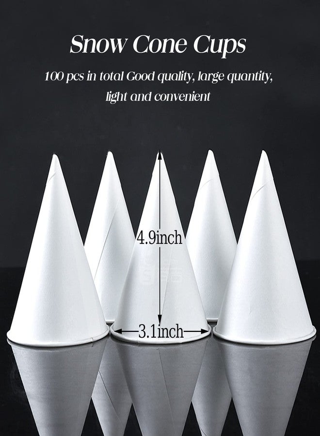 MR.FOAM 6 oz Snow Cone Cups, 100pc White Paper Cone Cups Wax Coated Leakproof Cone Paper Cups For Water Ice Cream and Shaved Ice - Image 2