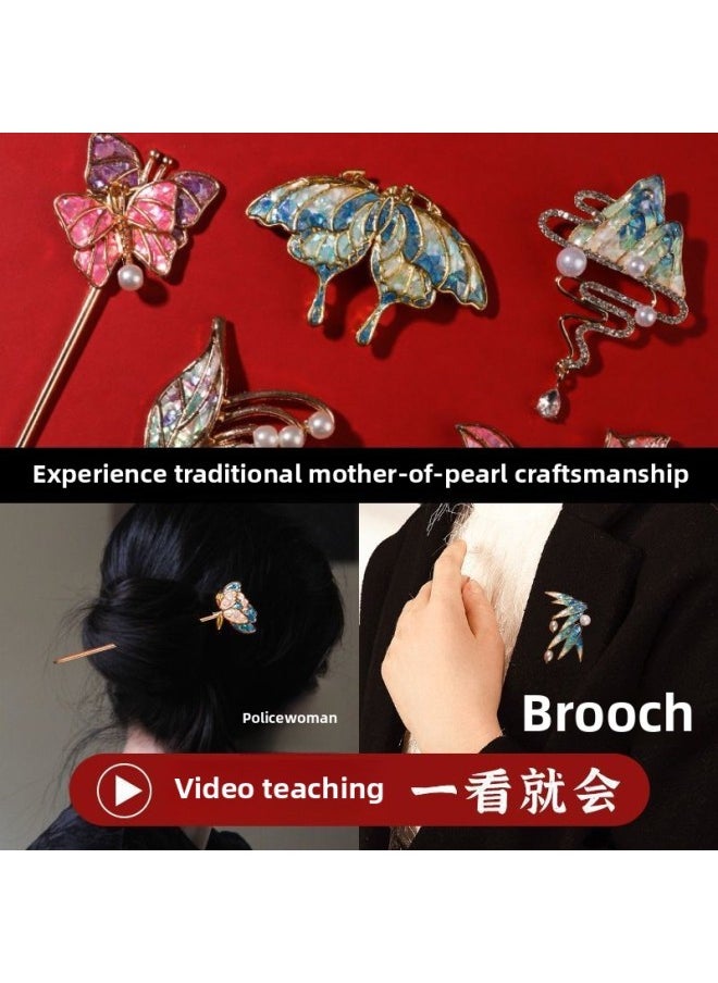 Generic - Intangible Cultural Heritage Mother Of Mother Mother Handmade DIY Material Bag Brooch Hairpin Butterfly Hairpin Jewelry For Friends Gift Activity Group Building-Color:Butterfly Brooch Type C-[big Reduction] Free Invoicing-fast Shipping - Image 1