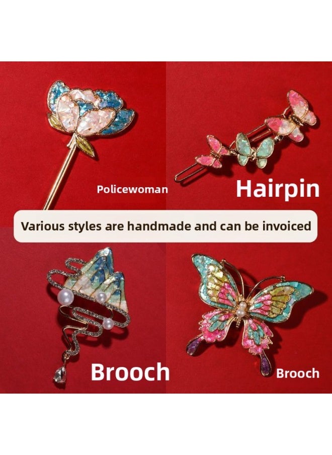 Generic - Intangible Cultural Heritage Mother Of Mother Mother Handmade DIY Material Bag Brooch Hairpin Butterfly Hairpin Jewelry For Friends Gift Activity Group Building-Color:Butterfly Brooch Type C-[big Reduction] Free Invoicing-fast Shipping - Image 1