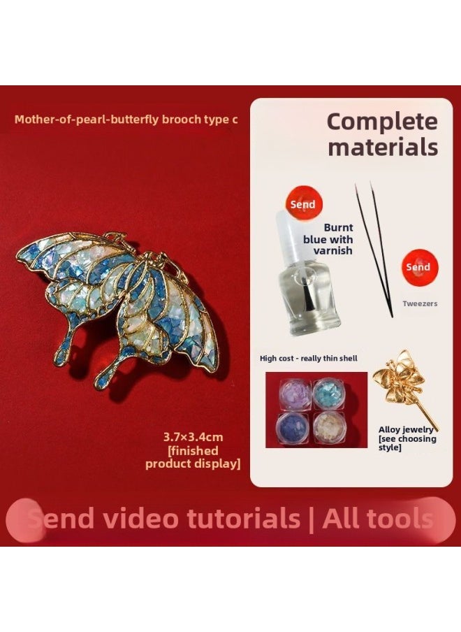 Generic - Intangible Cultural Heritage Mother Of Mother Mother Handmade DIY Material Bag Brooch Hairpin Butterfly Hairpin Jewelry For Friends Gift Activity Group Building-Color:Butterfly Brooch Type C-[big Reduction] Free Invoicing-fast Shipping - Image 1
