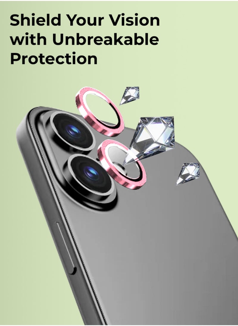 glassology iPhone 16 Lens Guard Scratch Resistant Anti-Fingerprint Camera Protection (Pink)  - Image 3