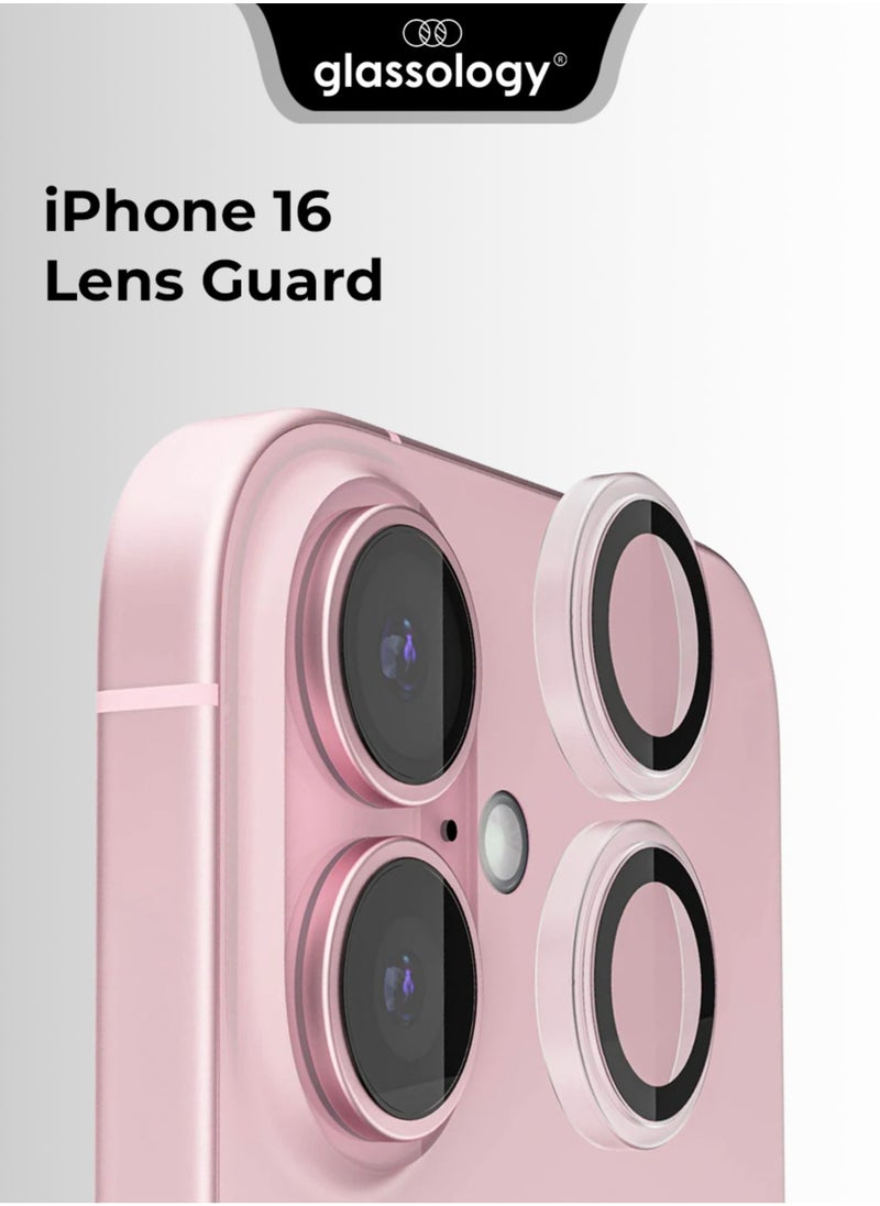 glassology iPhone 16 Lens Guard Scratch Resistant Anti-Fingerprint Camera Protection (Pink)  - Image 2