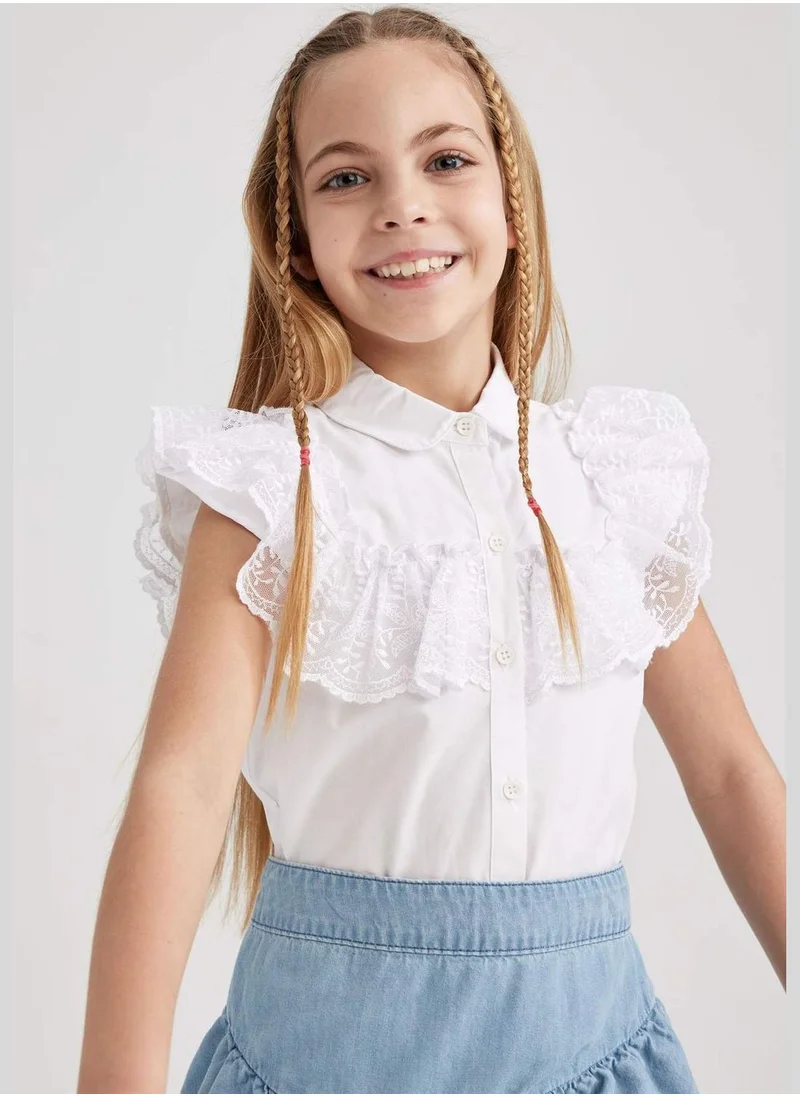 ديفاكتو Girl Woven Short Sleeve Shirt