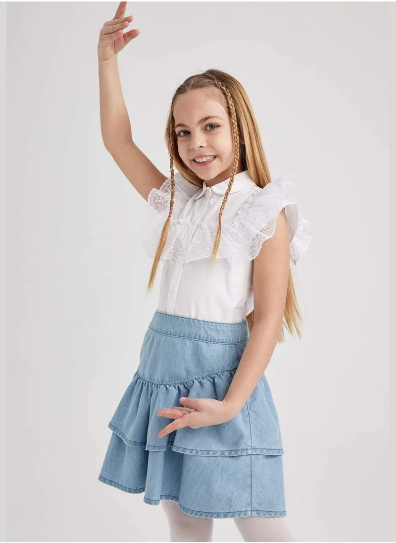 ديفاكتو Girl Woven Short Sleeve Shirt