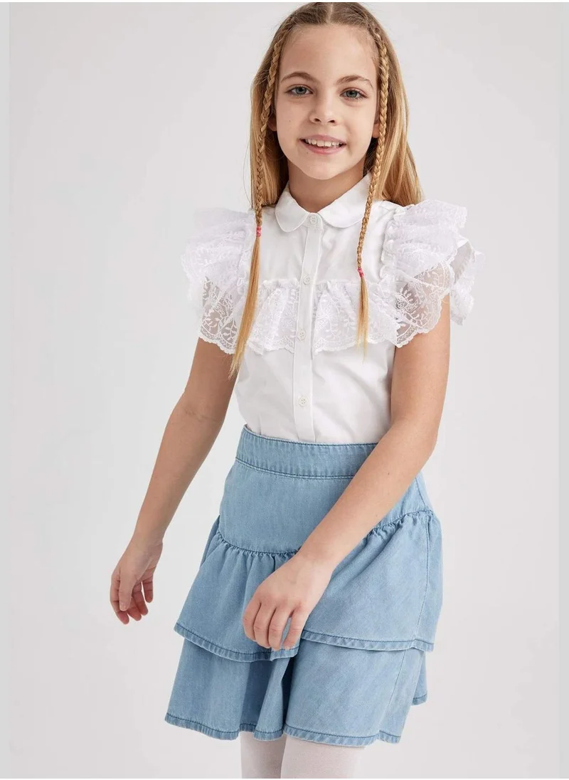 ديفاكتو Girl Woven Short Sleeve Shirt