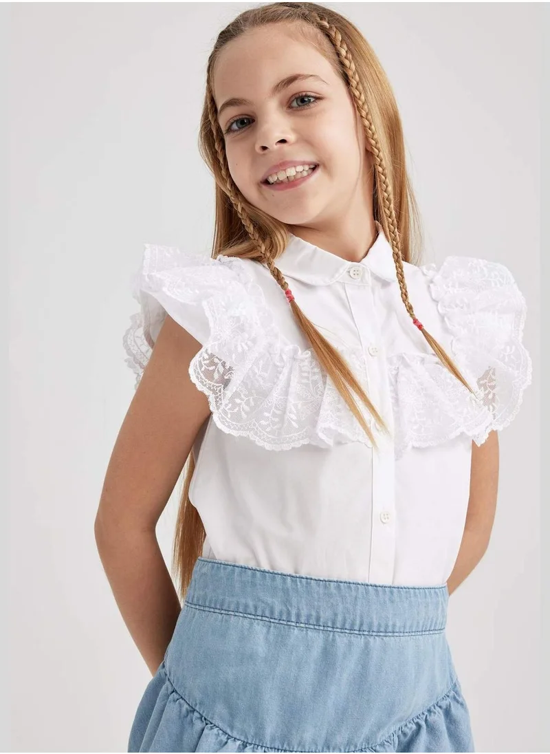 ديفاكتو Girl Woven Short Sleeve Shirt