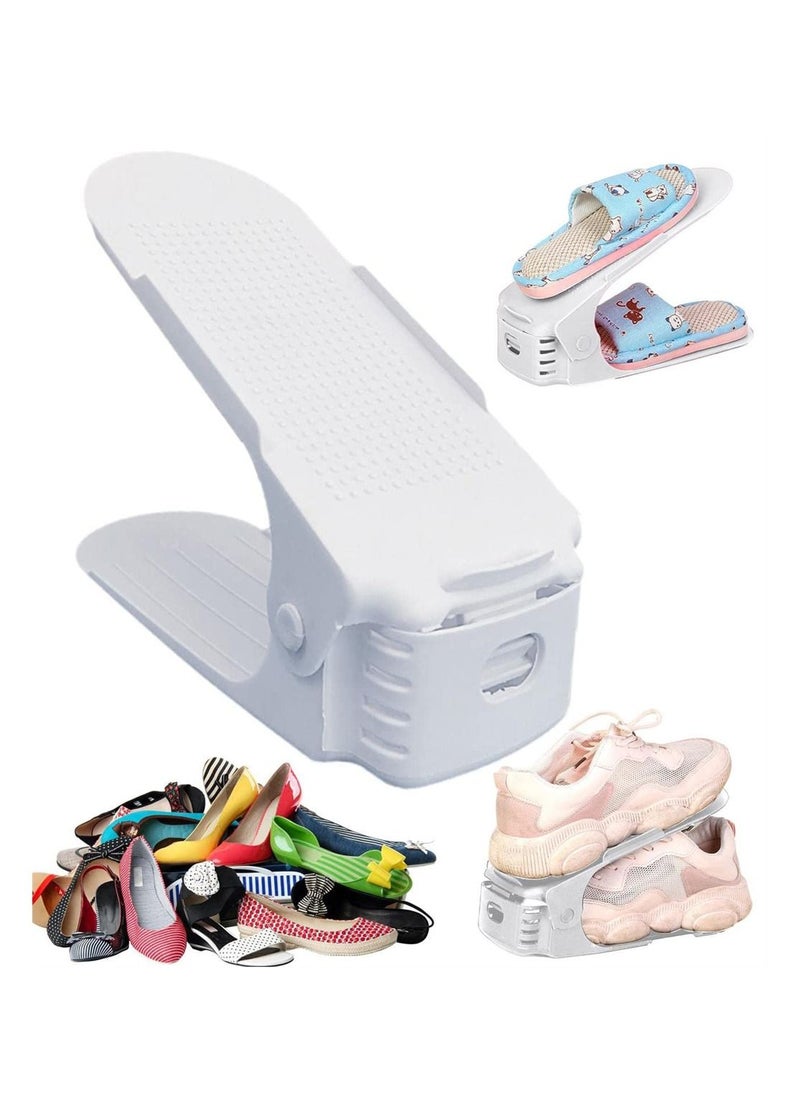KASTWAVE - Shoe Slots Organizer 20 Pack White Adjustable Home Double Layer Shoe Slots Organizer Rack Holder Shoe Space Saver Shoe Shelf for Shoes Sneakers High Heels - Image 1