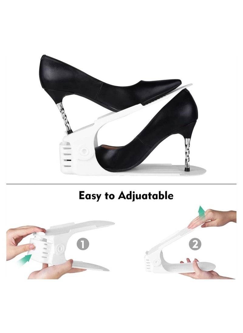 KASTWAVE - Shoe Slots Organizer 20 Pack White Adjustable Home Double Layer Shoe Slots Organizer Rack Holder Shoe Space Saver Shoe Shelf for Shoes Sneakers High Heels - Image 1