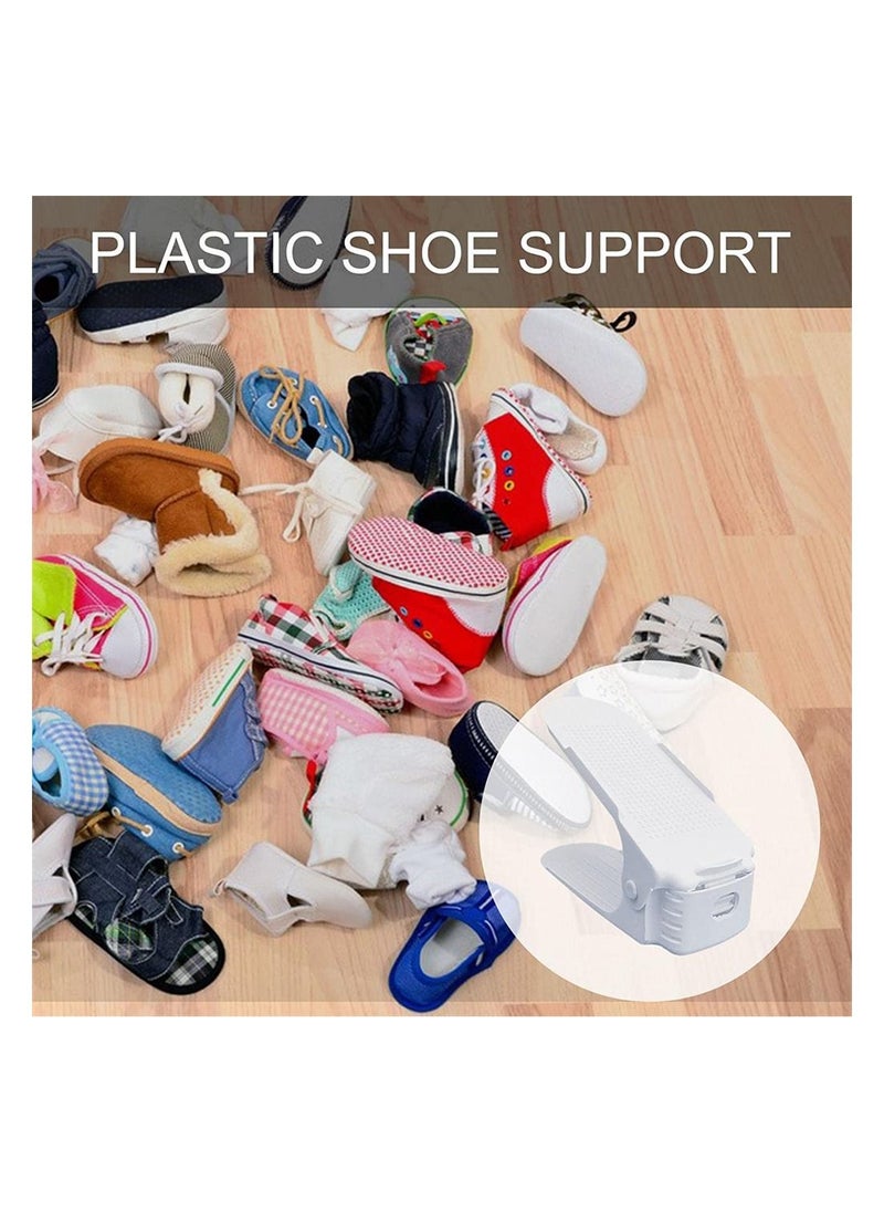 KASTWAVE - Shoe Slots Organizer 20 Pack White Adjustable Home Double Layer Shoe Slots Organizer Rack Holder Shoe Space Saver Shoe Shelf for Shoes Sneakers High Heels - Image 1