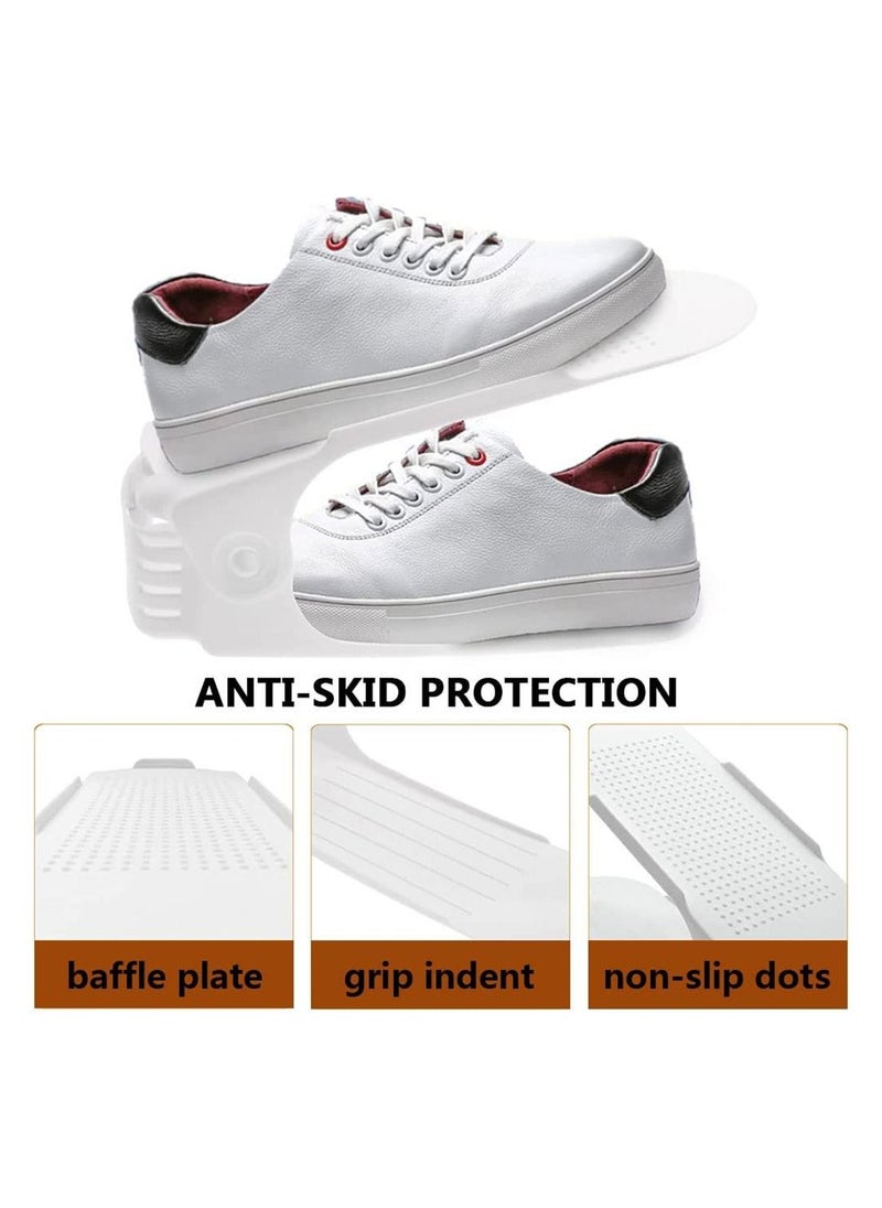 KASTWAVE - Shoe Slots Organizer 20 Pack White Adjustable Home Double Layer Shoe Slots Organizer Rack Holder Shoe Space Saver Shoe Shelf for Shoes Sneakers High Heels - Image 1