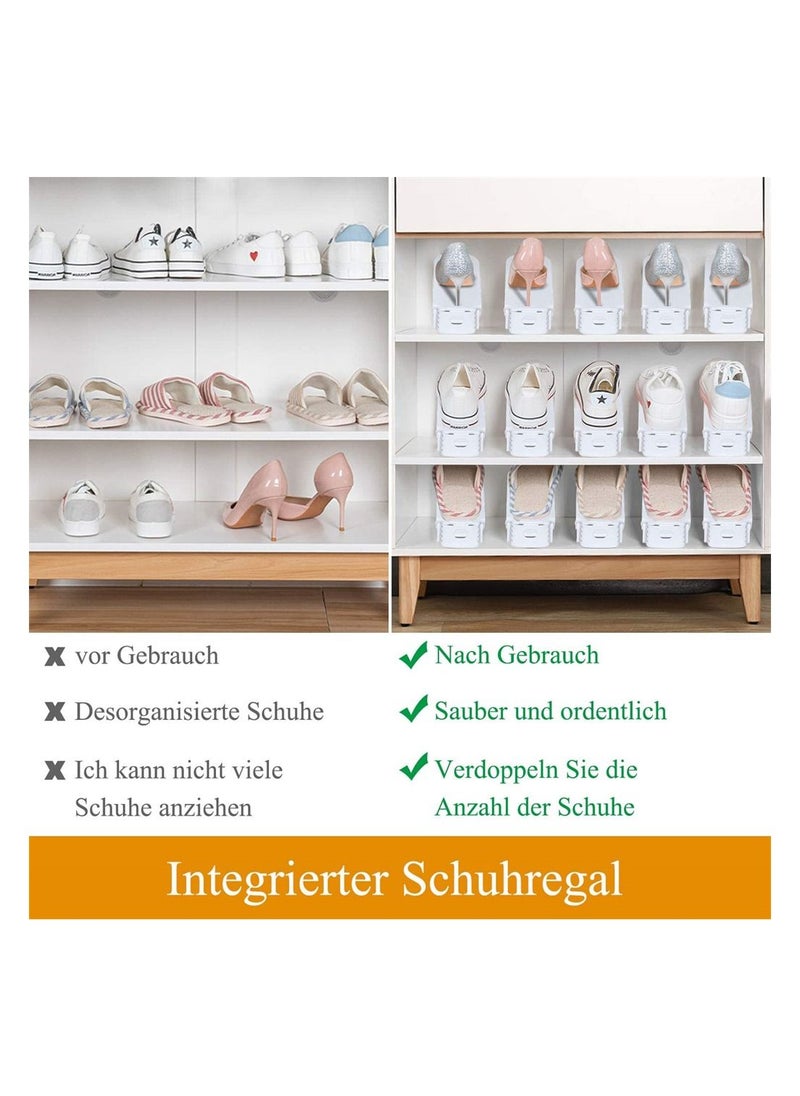 KASTWAVE - Shoe Slots Organizer 20 Pack White Adjustable Home Double Layer Shoe Slots Organizer Rack Holder Shoe Space Saver Shoe Shelf for Shoes Sneakers High Heels - Image 1