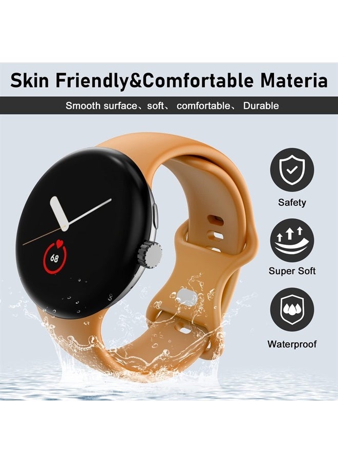 OVERSTEP Compatible for Google Pixel Watch Bands, Soft Silicone Sport Strap Metal Buckle for Google Watch Band, Replacement Google Pixel Watch 2022 Band for Women Men (Small, Yellow)  - Image 2