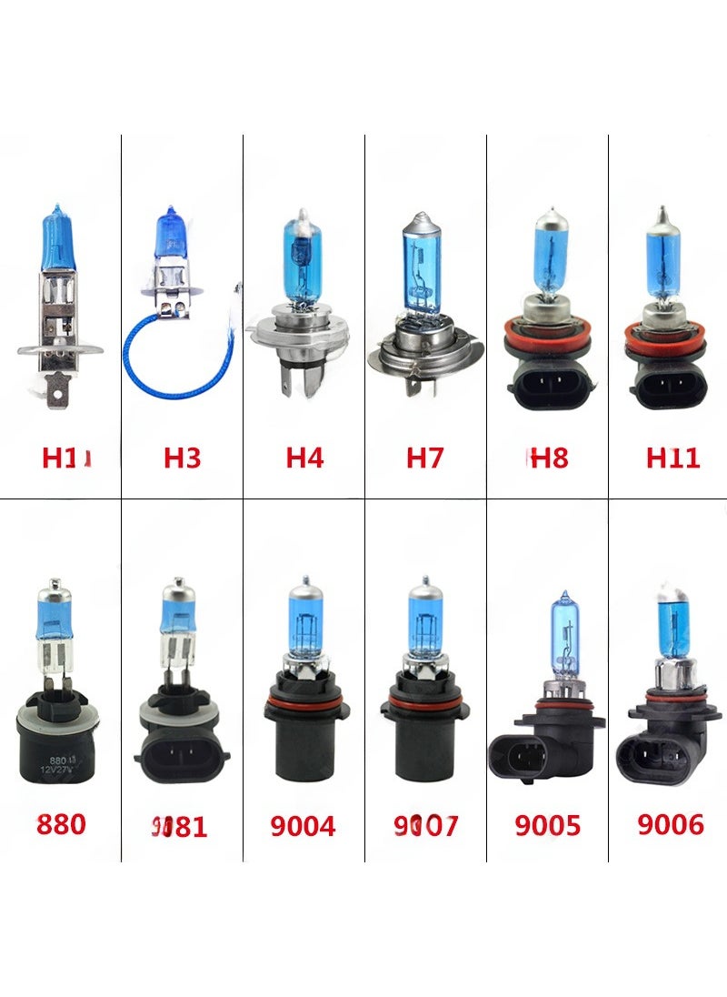Generic - Ultra White Halogen Headlight Bulbs 12V Quartz Lamp H1 H3 H4 9006 9007 H11-100W - Image 1