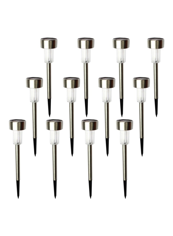 Alyashmac 12-Piece LED Solar Powered Outdoor Night Lights White 1.9x1.9x14inch - Image 1