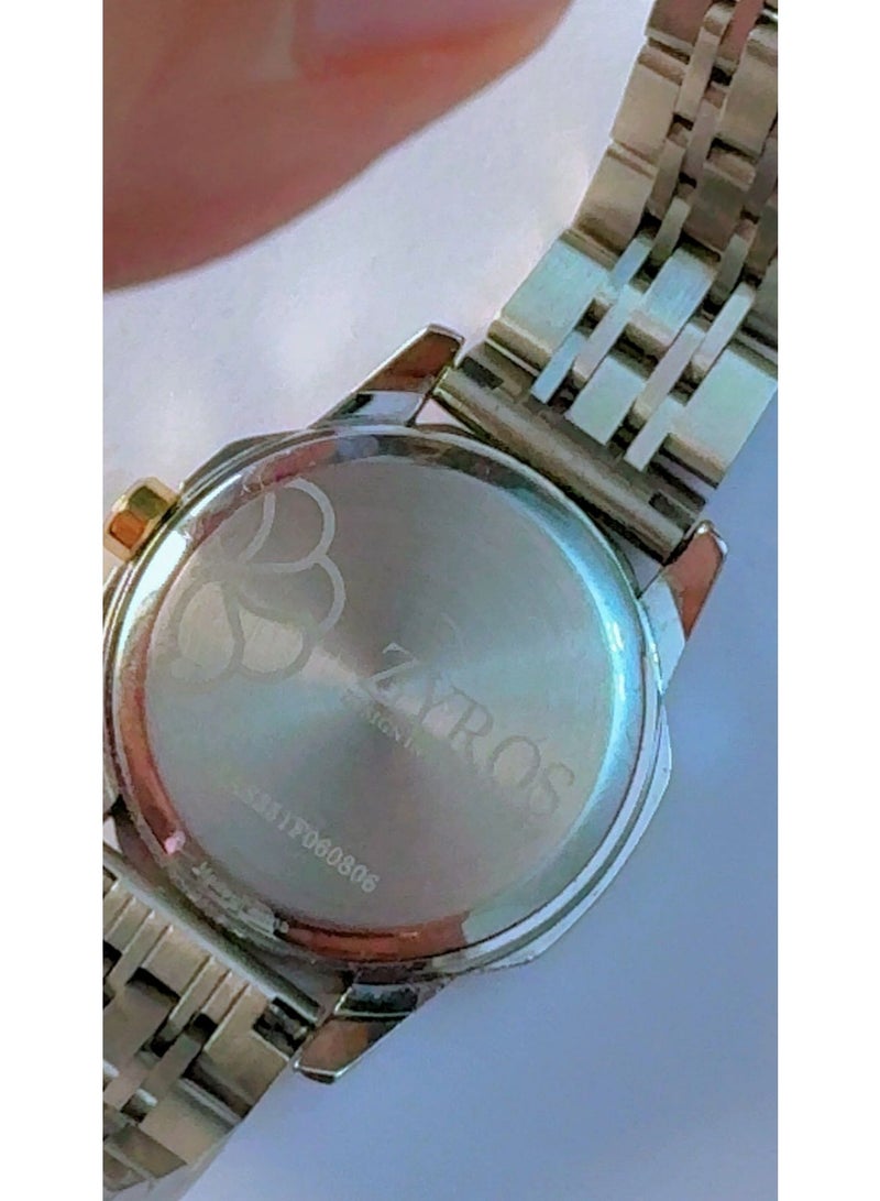 ZYROS Luxury Two-Tone Analogue Watch For Women - Elegant Green Dial With Arabic Numerals, Premium Stainless Steel Chain Strap, Gold & Silver Finish, Pre-Owned (Like New Condition) - Image 5