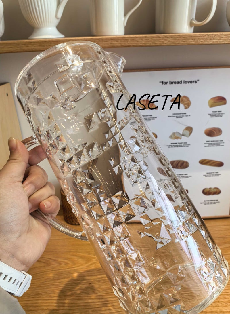 Laseta إبريق ماء أكريليك مع غطاء، لتقديم المشروبات، شاي مثلج، عصير فواكه، مع مقبض إبريق أكريليك شفاف، 2 لتر، 18.5*11*25 سم - Image 2