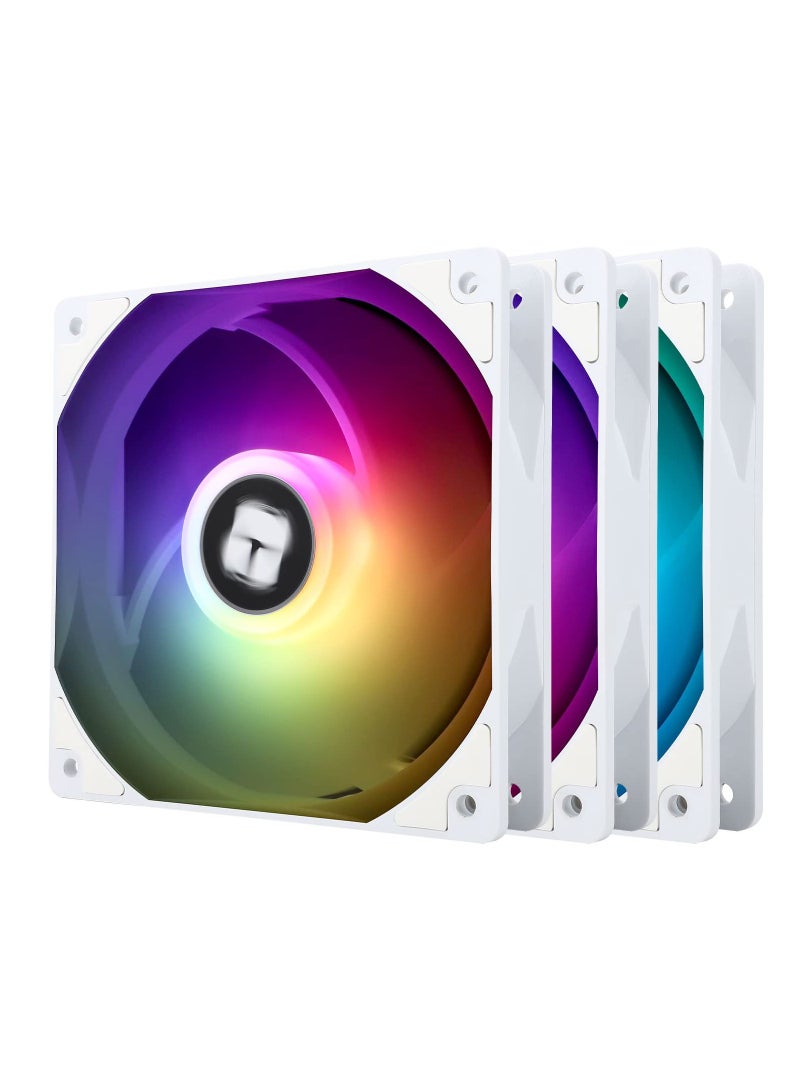 SYOSI White ARGB CPU Fan for Computer Case or CPU, 120mm Silent Computer Cooling Fan 4pin PWM Computer Cooling Fan with S-FDB Bearing Included, up to 1500RPM Cooling Fan for Case & CPU Cooler - Image 1