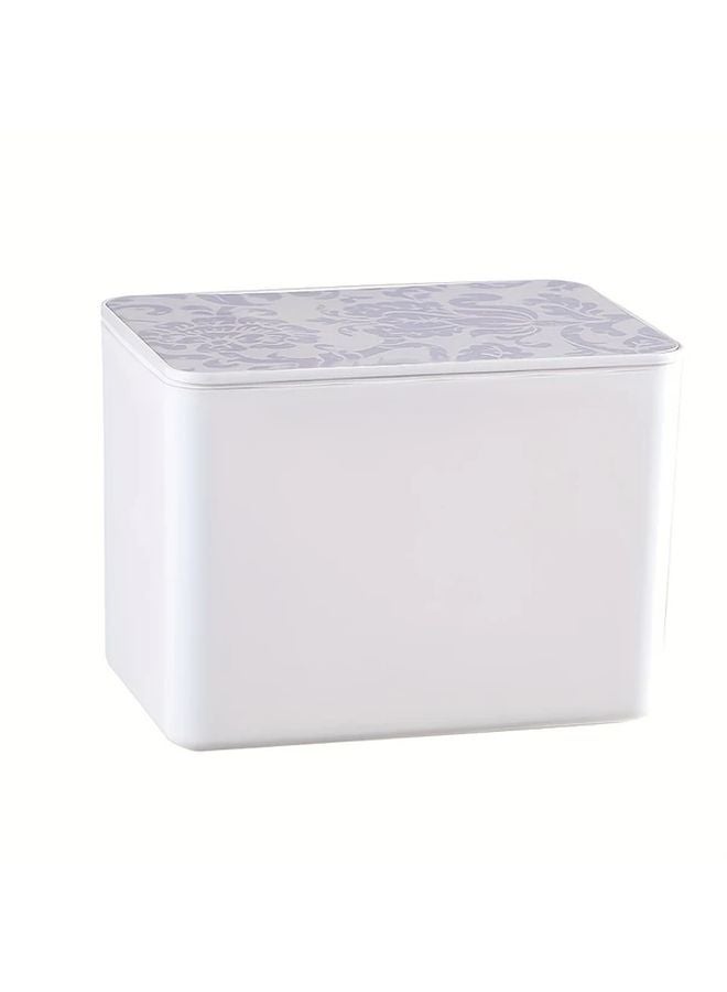 White Pattern Flip Top Tissue Box Holder For Bathroom Living Room Office - Image 1