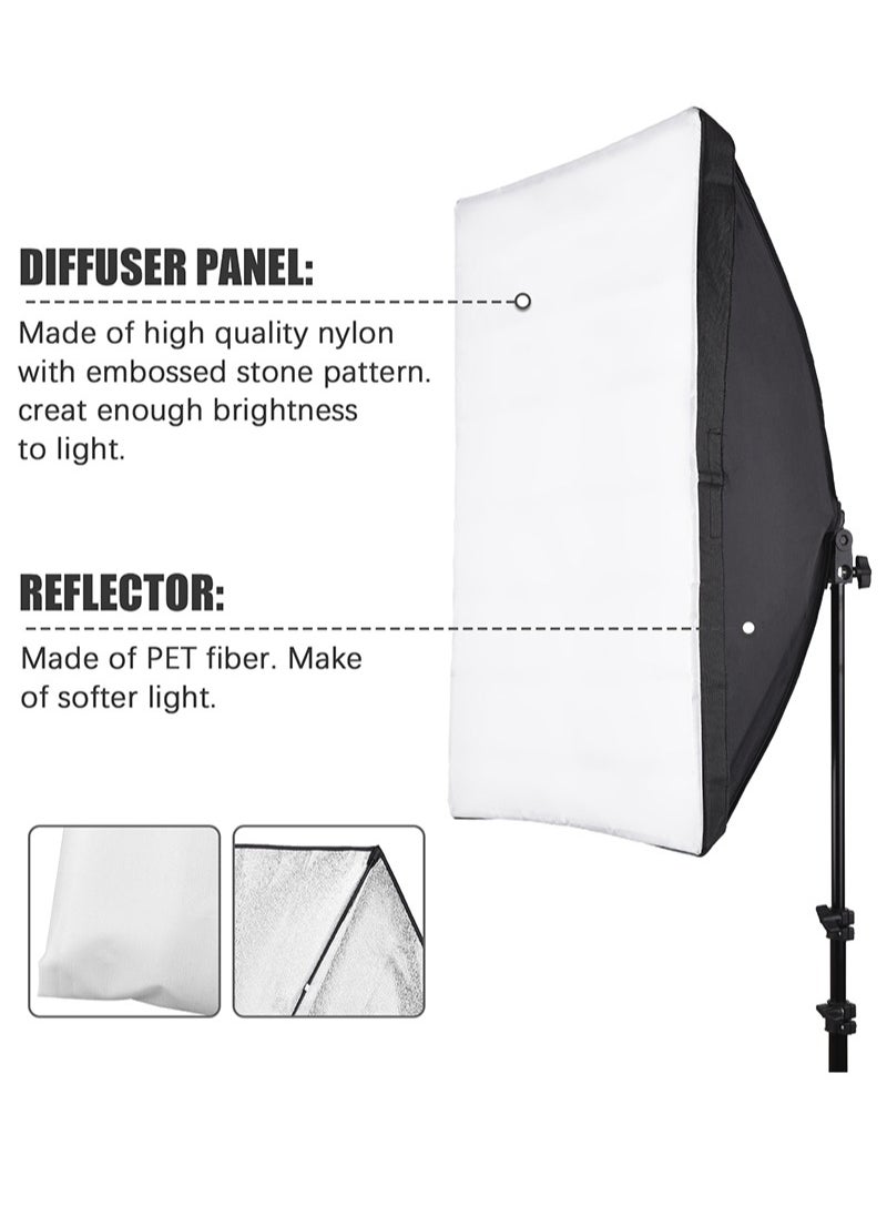 Glanfen Photography Soft Box Lighting Kit with 2 Pcs 200W 3 Colors Bulbs Soft Boxes and Carry Bag for Portrait Product Shooting  - Image 4