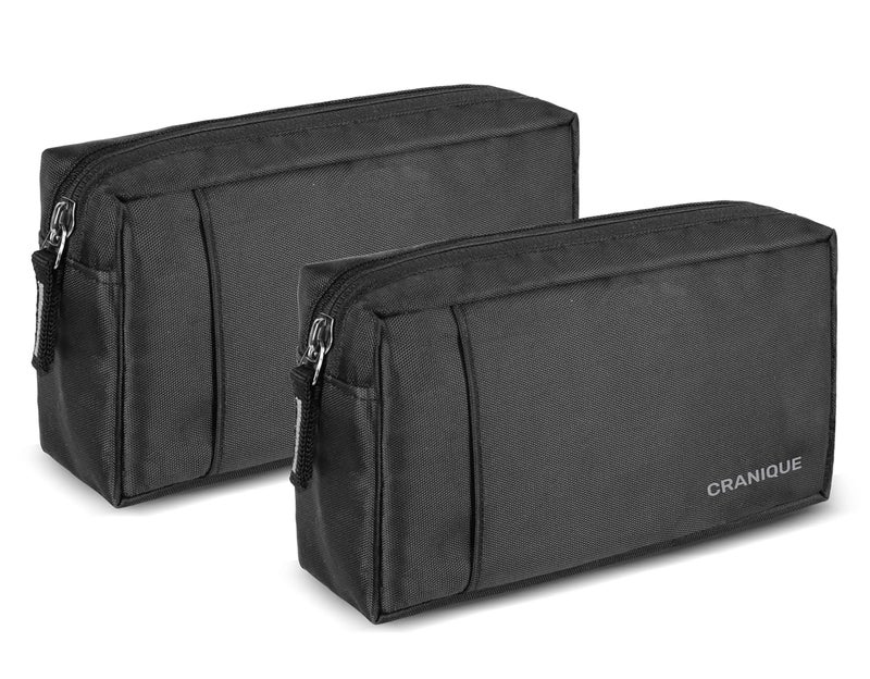Cranique Polyester Travel Organizer Gadget Case | Electronic Accessories Storage Pouch for Power Adapters, Power Bank, Cables, Dongle, Pen Drives, Laptop Charger Pouch Pack of 2 (QP1-BLACK-2Q) - Image 1