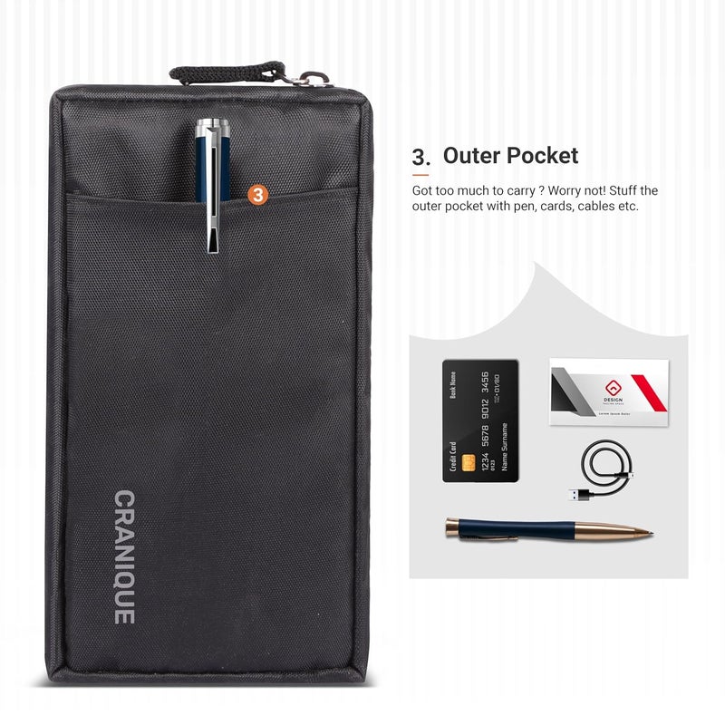 Cranique Polyester Travel Organizer Gadget Case | Electronic Accessories Storage Pouch for Power Adapters, Power Bank, Cables, Dongle, Pen Drives, Laptop Charger Pouch Pack of 2 (QP1-BLACK-2Q) - Image 3