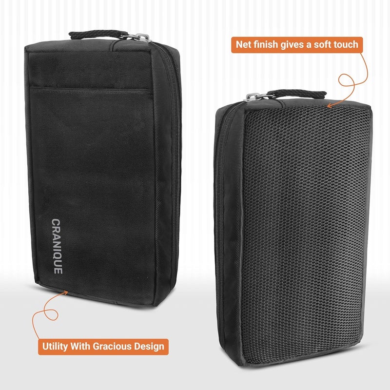 Cranique Polyester Travel Organizer Gadget Case | Electronic Accessories Storage Pouch for Power Adapters, Power Bank, Cables, Dongle, Pen Drives, Laptop Charger Pouch Pack of 2 (QP1-BLACK-2Q) - Image 4