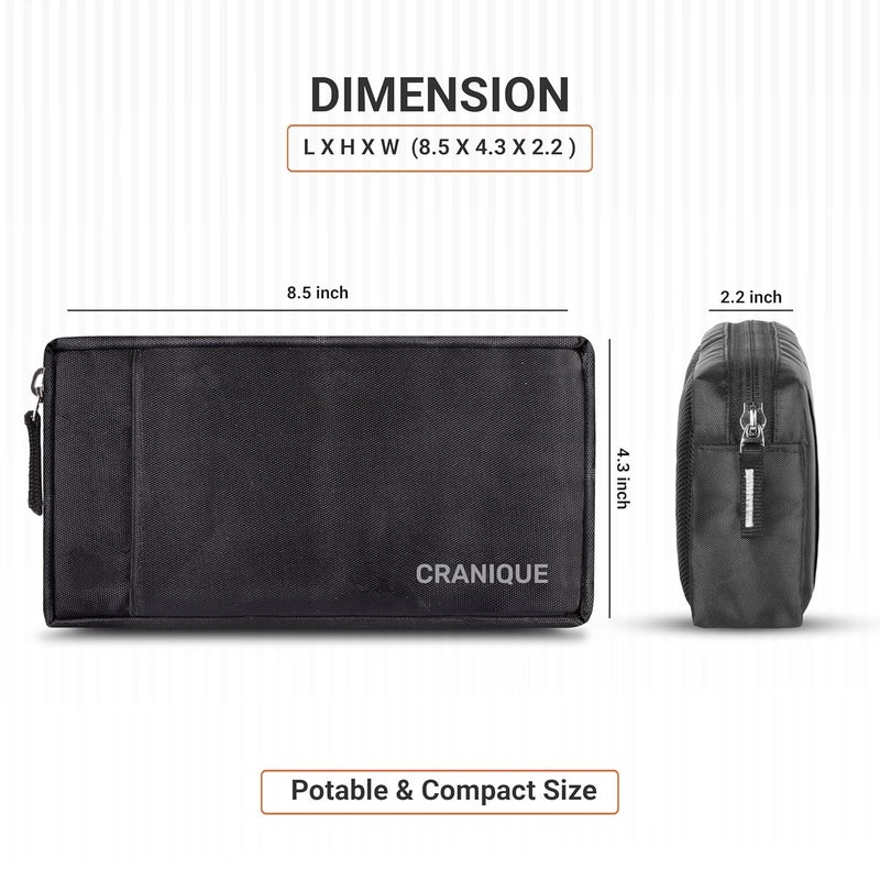 Cranique Polyester Travel Organizer Gadget Case | Electronic Accessories Storage Pouch for Power Adapters, Power Bank, Cables, Dongle, Pen Drives, Laptop Charger Pouch Pack of 2 (QP1-BLACK-2Q) - Image 5